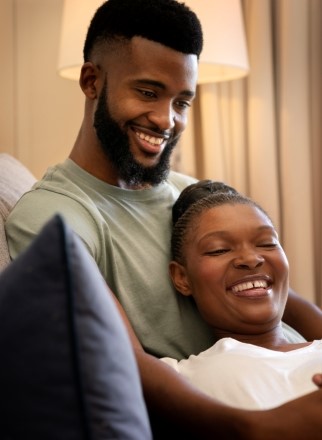 couple relaxing together indoors